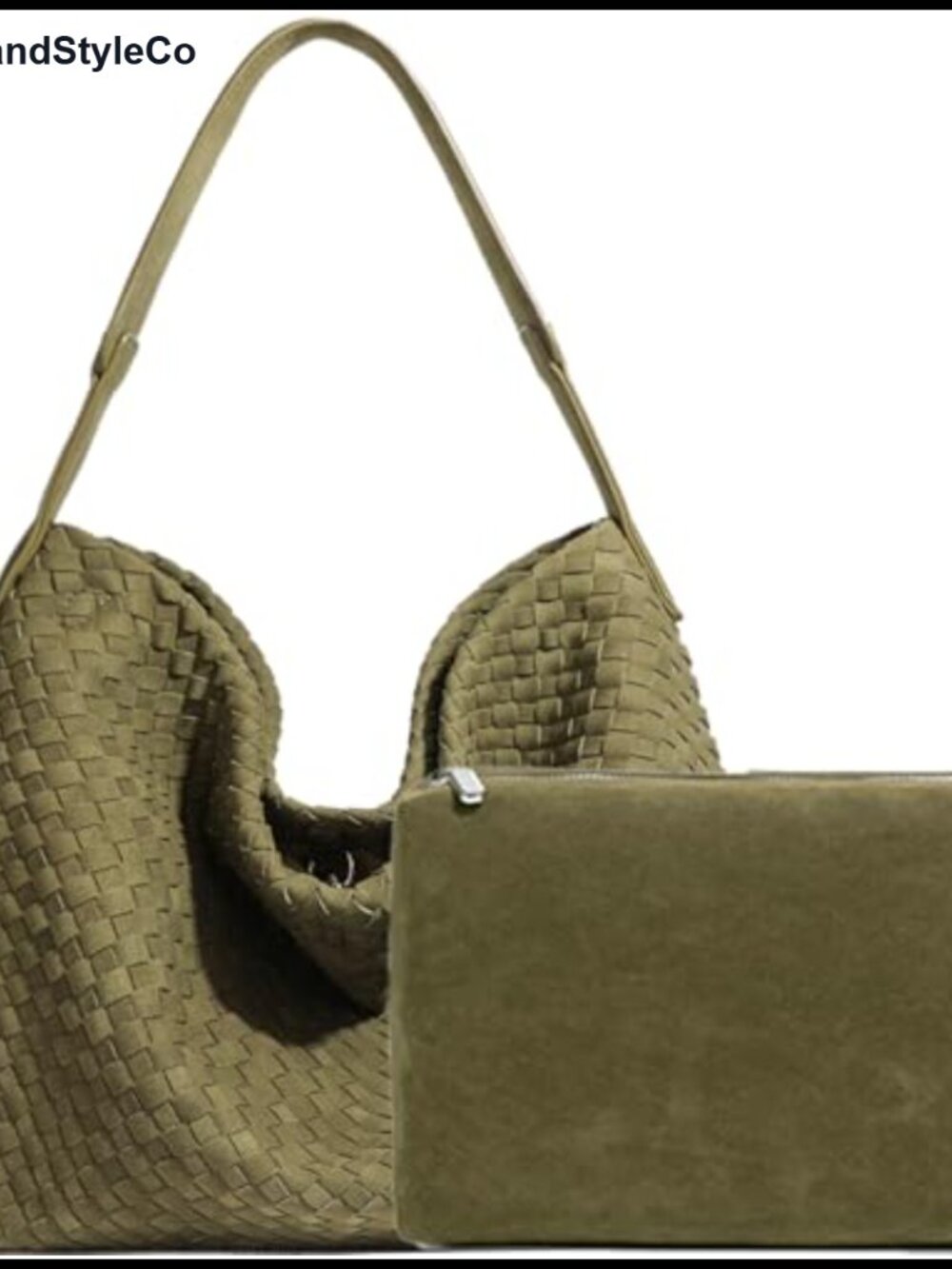 Faux Suede Woven Hobo Tote Handbag Set with Clutch Shoulder Crossbody Satchel